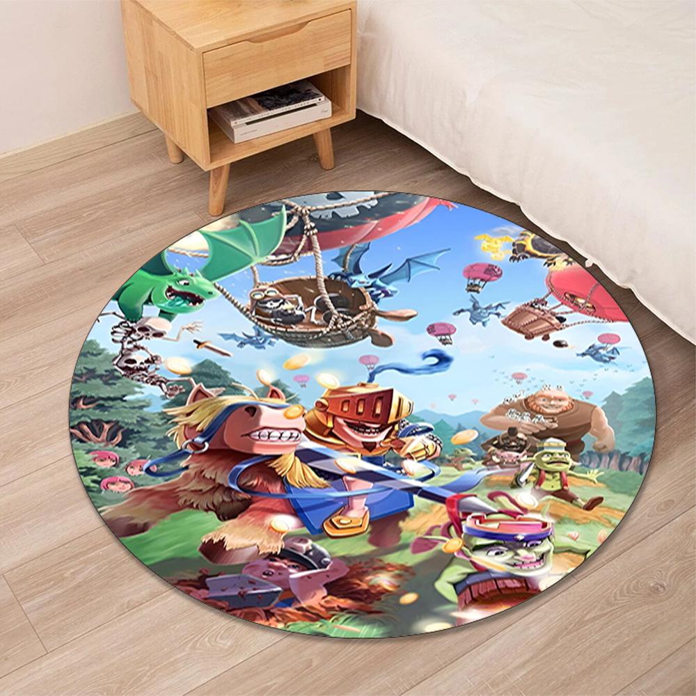 Clash Royale Printed Round Rug Carpet Chair Rug Area Rug Entryway Doormats,for Office Chair Living Room Bedroom Kitchen Room.