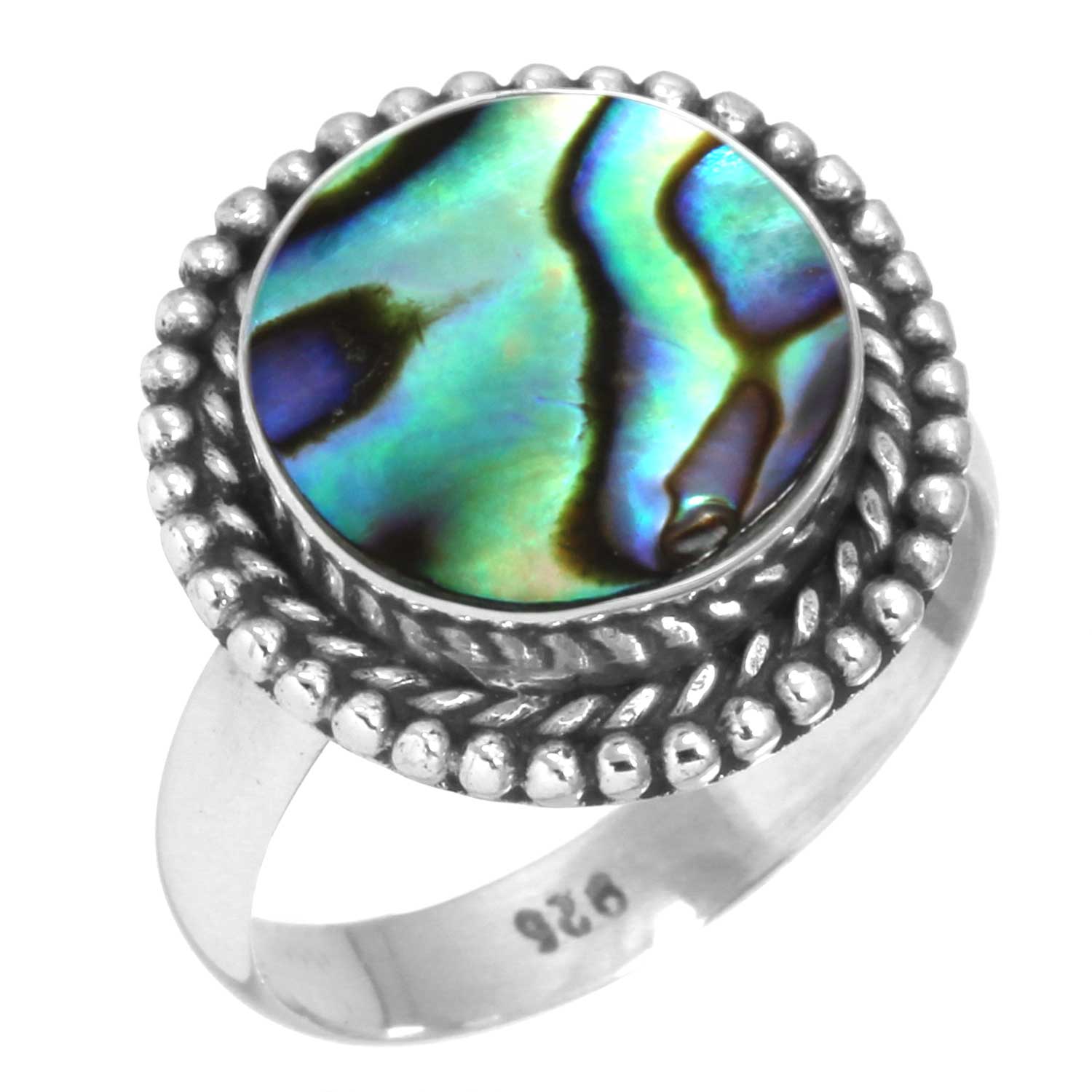 

Кольцо из стерлингового серебра 925 пробы с драгоценными камнями, ювелирные изделия ручной работы, подарок на День святого Валентина, аквамариновый халцедон, ракушка-ушка, синий солнечный камень, лабрадорит, пренит 13