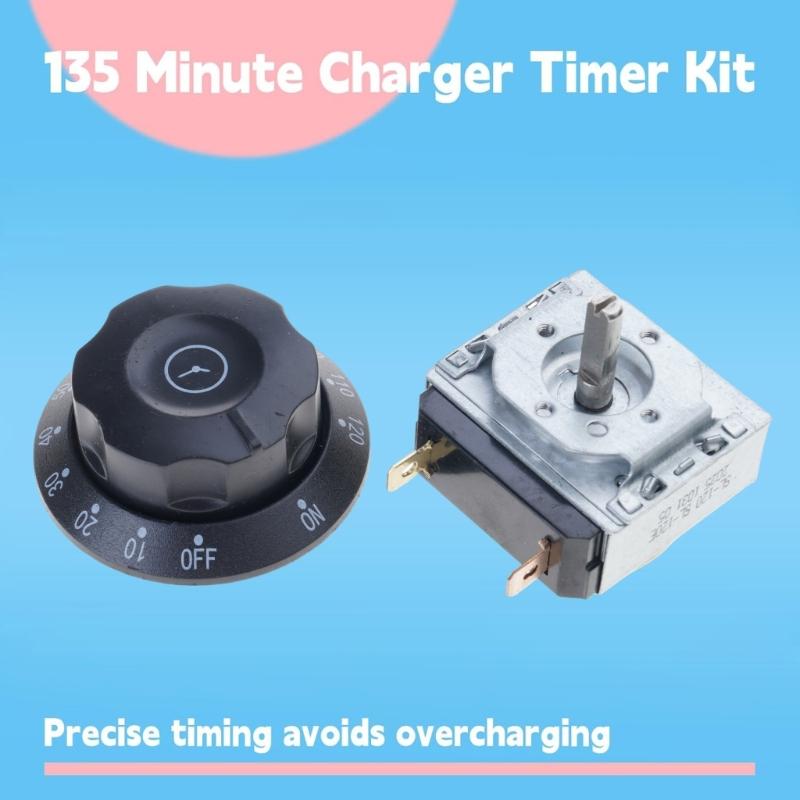 120 Minutes Mechanical Timers Replacement Set Including Knob and Mounting Screws for Chargers Timers Compatibility