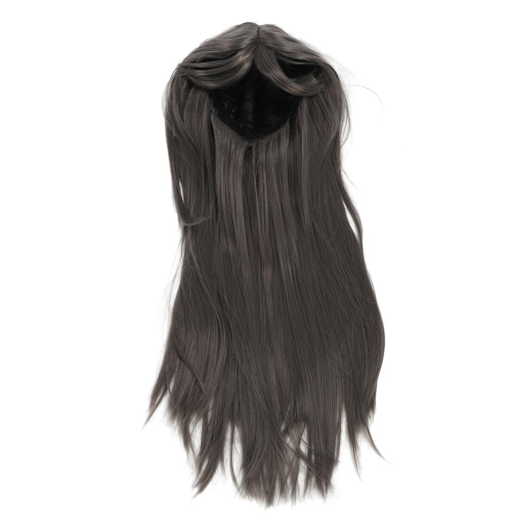 Grey Wig Heat Resistant Soft Long Straight Layered Women Synthetic Hair Wig for Party Stage Show