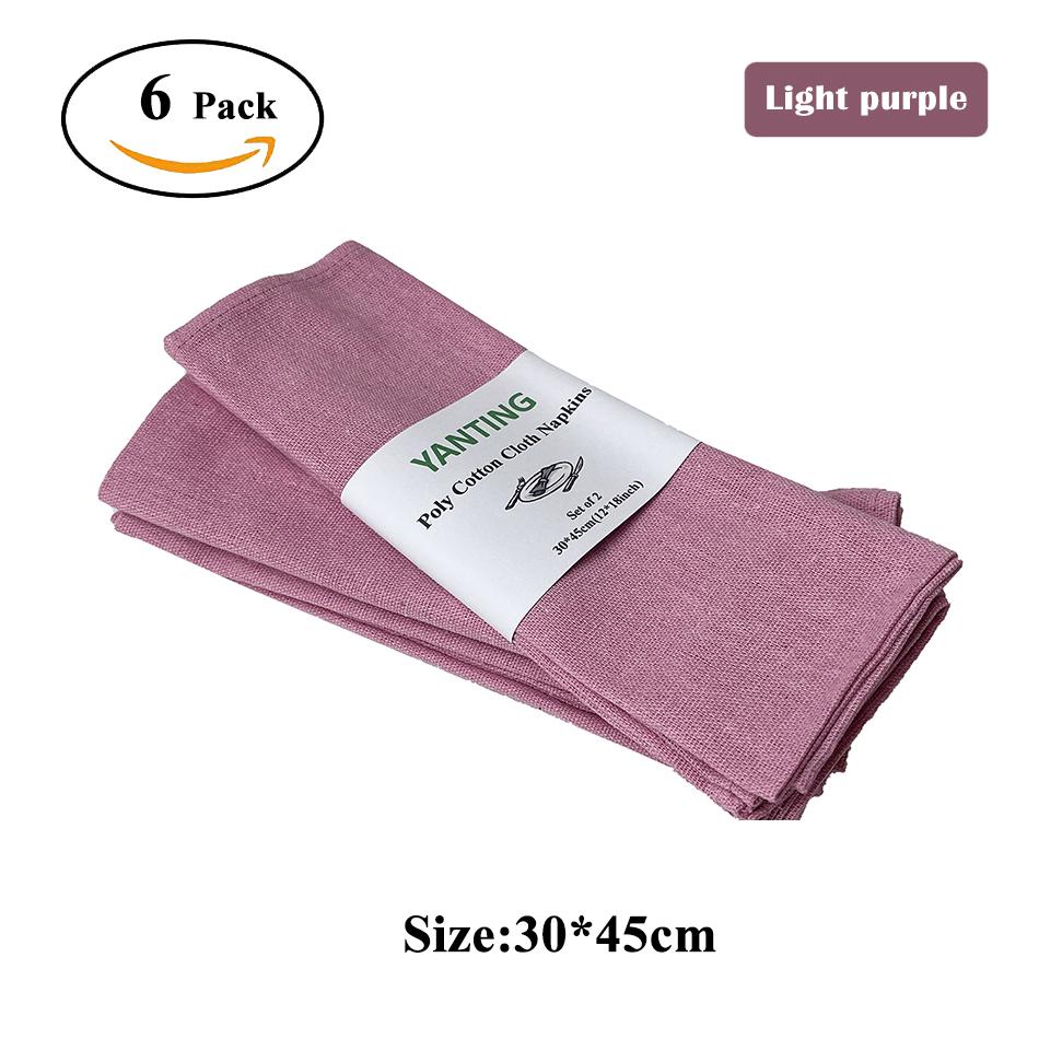

6 ШТ 30X45СМ 12X18 Дюймов Салфетки из ткани светло-фиолетового цвета Моющиеся Многоразовые Подставки на стол для свадебной вечеринки Домашнее украшение обеденного стола 6pcs-30x45cm розовый