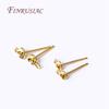 3/4MM 18K Gold Plated Pearl Post Earring Mounting Findings with Closed Ring For DIY Pearl Earring Jewelry Making Accessories
