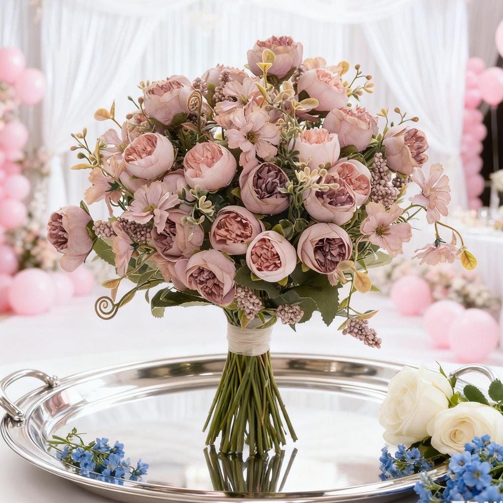 Seide Künstliche Blumen Rose Pfingstrose Kranz Hohe Qualität Hochzeit Valentinstag Brautstrauß Haus Zimmer Tisch Garten DIY Geschenk Dekora