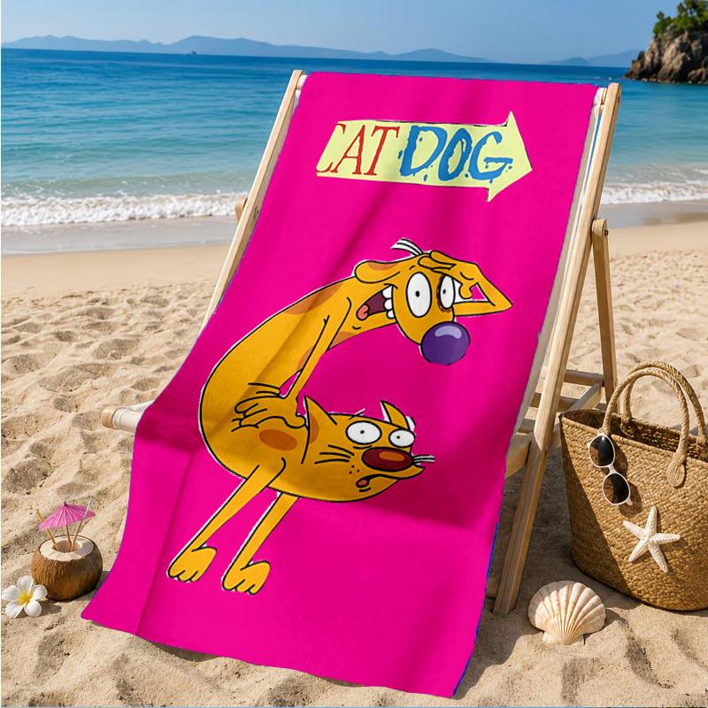 Cat Dog Adventure Beach Towel, Microfiber Beach Towel, Perfect For Pool, Beach, Travel, Home Decor Beach Party Fan Gifts