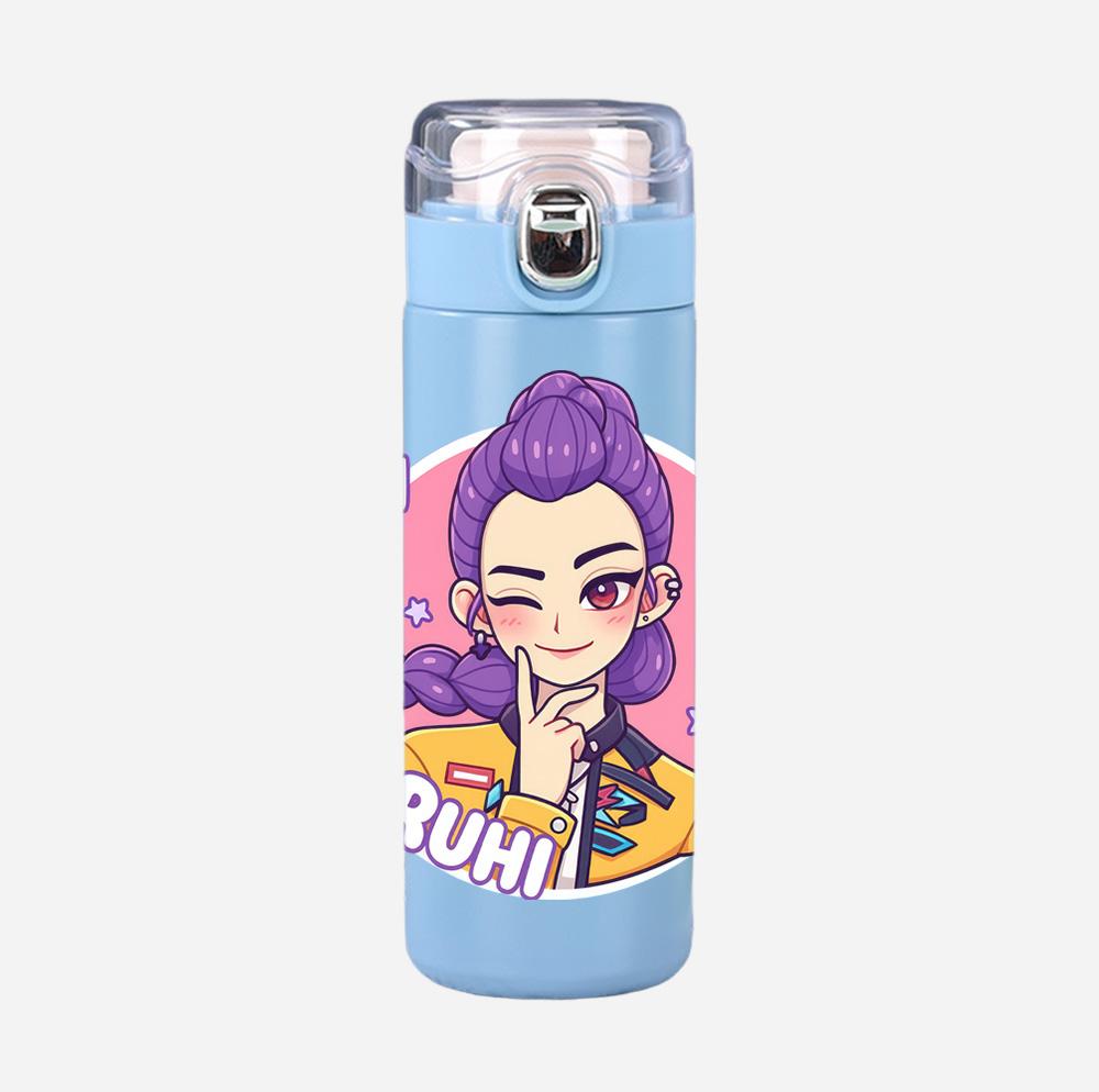 Anime K-Pop Demon Hunters Printed Thermos Cup Portable Stainless Steel 400Ml Water Bottle Leak Proof Camping Water Cup Kid Gift