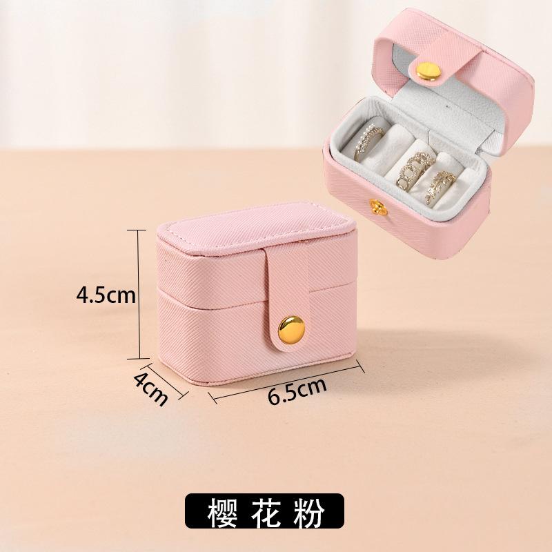 Portable Jewelry Box Pu Mini Ring Box Earring Storage Jewelry Box Snap Button