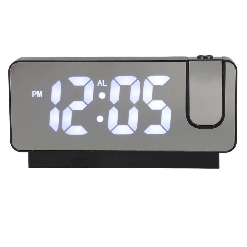 Projection Alarm Clock USB Rechargeable White Light Snooze Function Adjustable Brightness LED