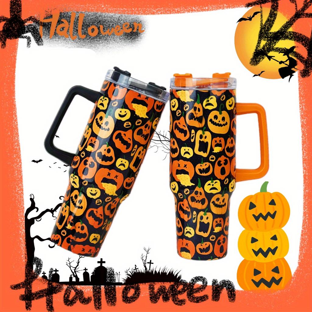 1200ml Stainless Steel Thermos with Portable Leak Proof Lid and Straw Suitable for Halloween and Birthday Gifts