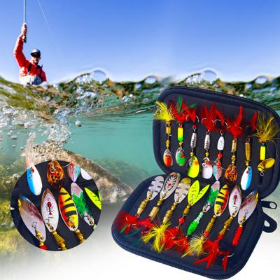16Pcs Fishing Lure Spinnerbait with Storage Box Treble Hook Design Vibrant Color Realistic