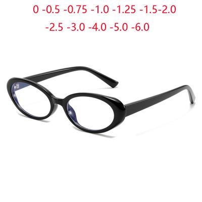 Blue Light Blocking Oval Myopia Lens Prescription Eyeglasses Women Men Small Frame  Optical Spectacles 0 -0.5 -0.75 To -6.0