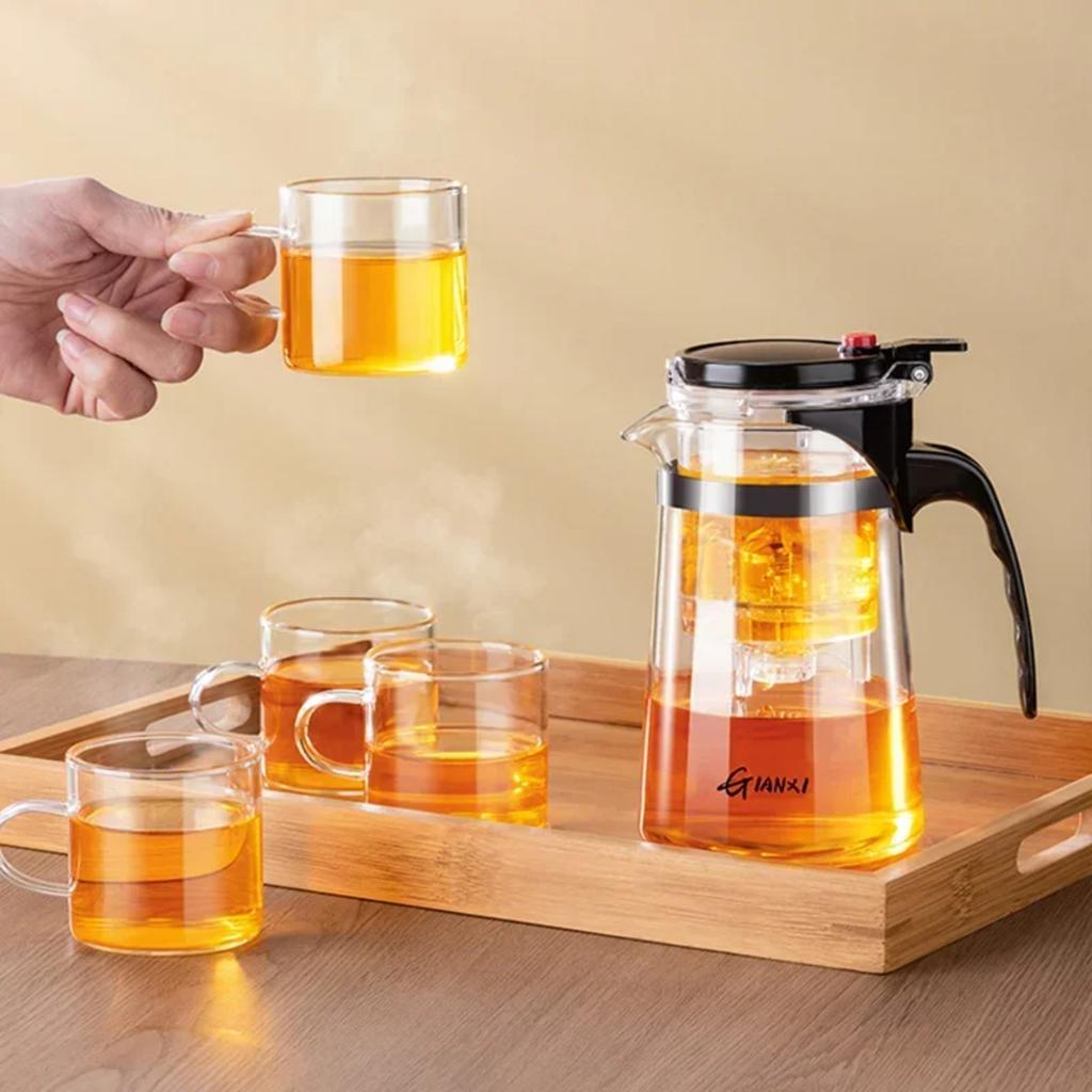 Teapot With Infuser Thickened Glass Heated Resistant Tea Pot One-button Filtering Tea Separation Kettle Tea