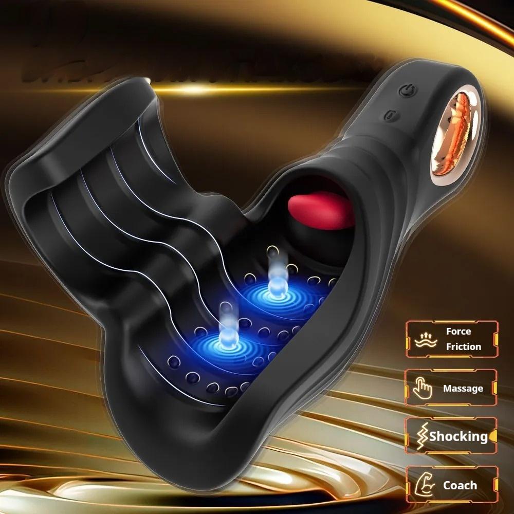 Male Glan Massager Penis Trainer Tongue Licking Vibrator Delay Stamina Trainer Oral Climax Masturbation Sex Toys for Men