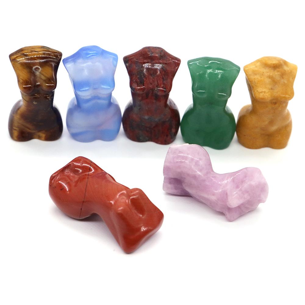1,2" Sexuelle Damenmodell-Statue Heimdekoration Heilkristall Geschnitzter Edelstein Weiblicher Körperbüste Figur, Reiki Rosenquarz Göttin Geschenke