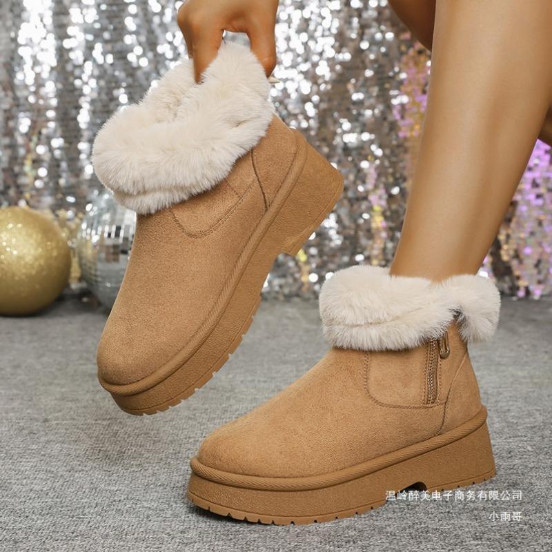 Fashion NEW Snow Boots Women Winter Warm Fashion Designer Platform Boots Non-slip Short Plush Flats Suede Cotton Shoes Mujer Botas
