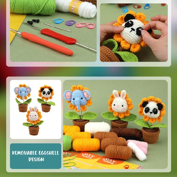 DIY Crochet Craft Set Crochet Pot Plant Kits with Crochet Hook, Yarns, Needle
