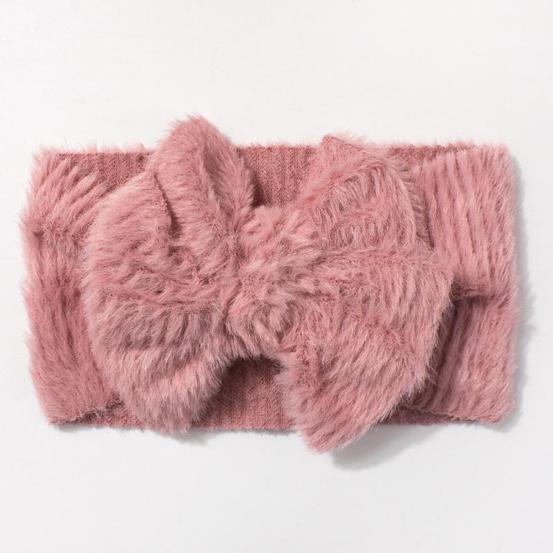 New baby plush headband, cute bow wide-brimmed children's headscarf, warm baby hair accessories in autumn and winter