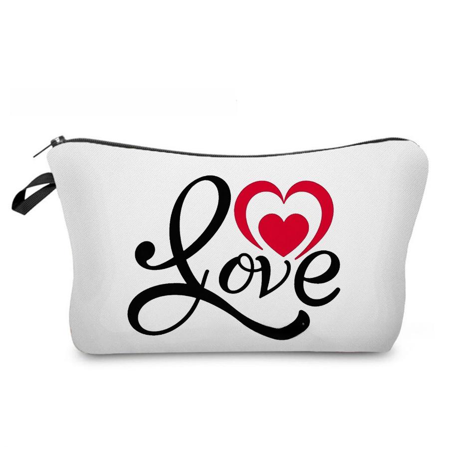 Damen Liebe Druck Kosmetiktasche Toilettenartikel Organisieren Reise Aufbewahrungskoffer 6968