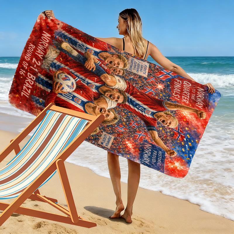 Haaland'S Dynamic Leap Manchester City'S Star Forward Action Beach Towel Portable For Travel Beach Towel For Vacation Photos Swim Seaside