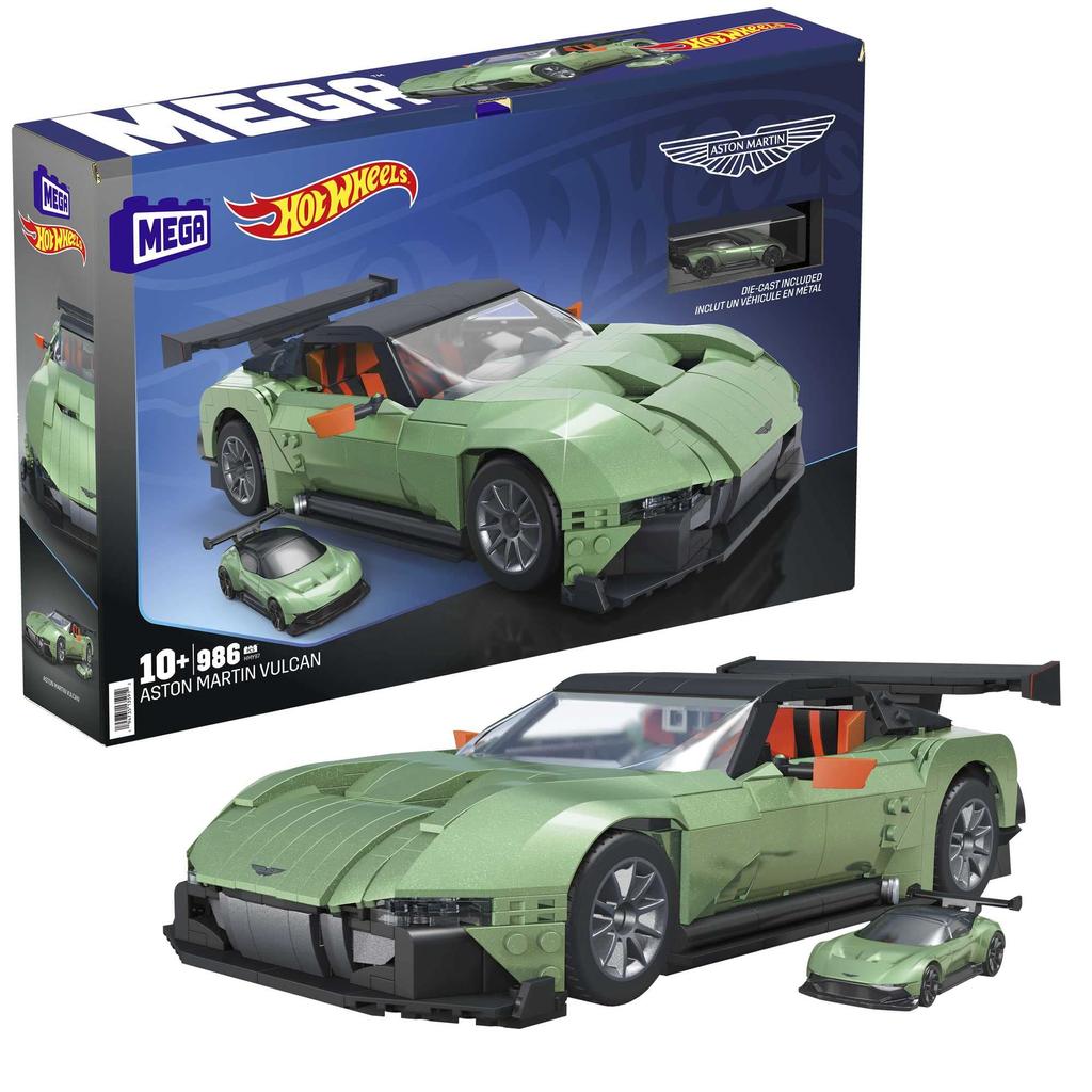 MEGA Hot Wheels Aston Martin Vulcan of Block Dodává se s 1 tlakově litým vozem starým rok a HMY97 [Sada bloků] [Počet kusů 986] [10 nahoru]