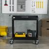Workshop Trolley, 2 Tiers, Hand Cart, 4 Wheels, Steel, up to 150 kg, 84.5 x 38 x 84 cm, Black