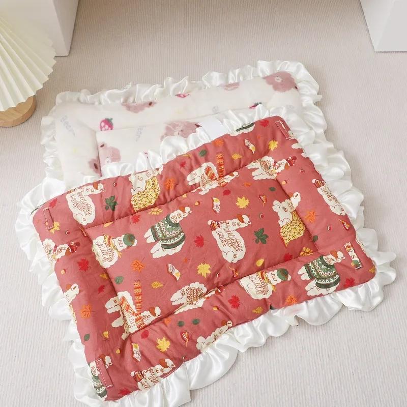 

1PC Double sided Pet Sleeping Mat Dog Bed Cat Bed Soft Hair Thickened Blanket Pad Fleece Home Washable Warm Blanket Pet Supplies S 47x33cm