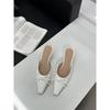 Summer new bow medium stiletto shoes bag head half slippers women's large size high heel single shoes cool slippers