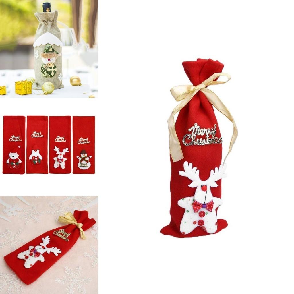 Festive Santa Wine Bottle Bag Cover For Merry Christmas Dinner Party Decor