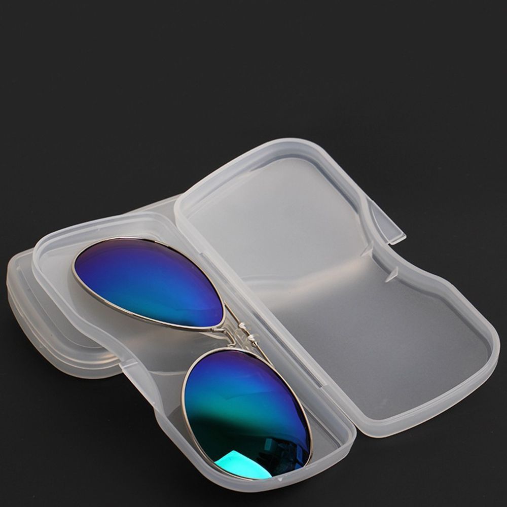 PVC Plastic Portable White Polarized Sunglasses Clip Hard Box Eyewear Accessories Glasses Case