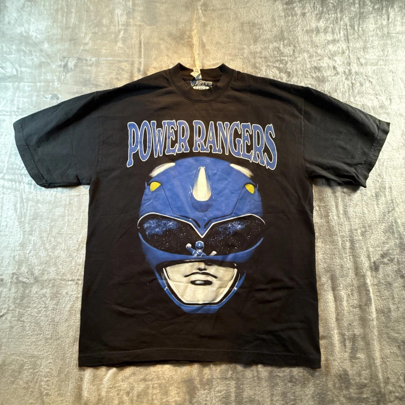 Vante Blue Ranger Size Large Rare 100% Cotton T-shirt Mens Tees Top Mighty Morphing Power Rangers S