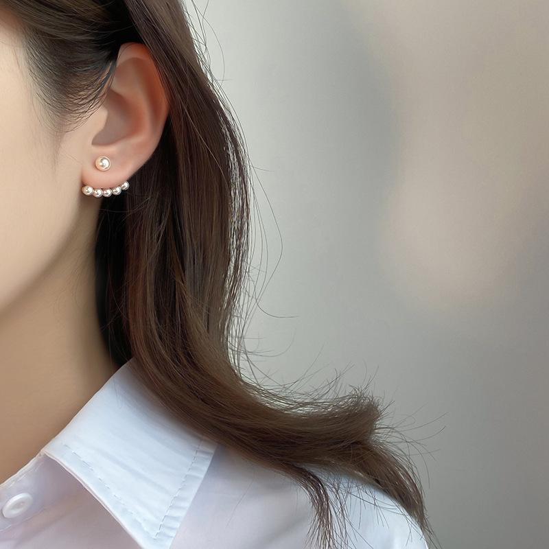 Stud Earrings Tide 925 Silver Korean Style Simple Design Earrings Fine Pearl Earrings Girly