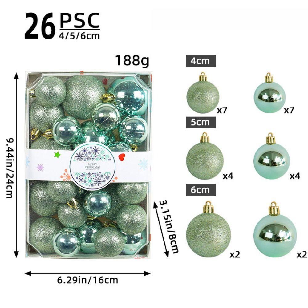 26Pcs Plastic Christmas Hanging Ball Merry Christmas Tree Decor Hotel Office Decor
