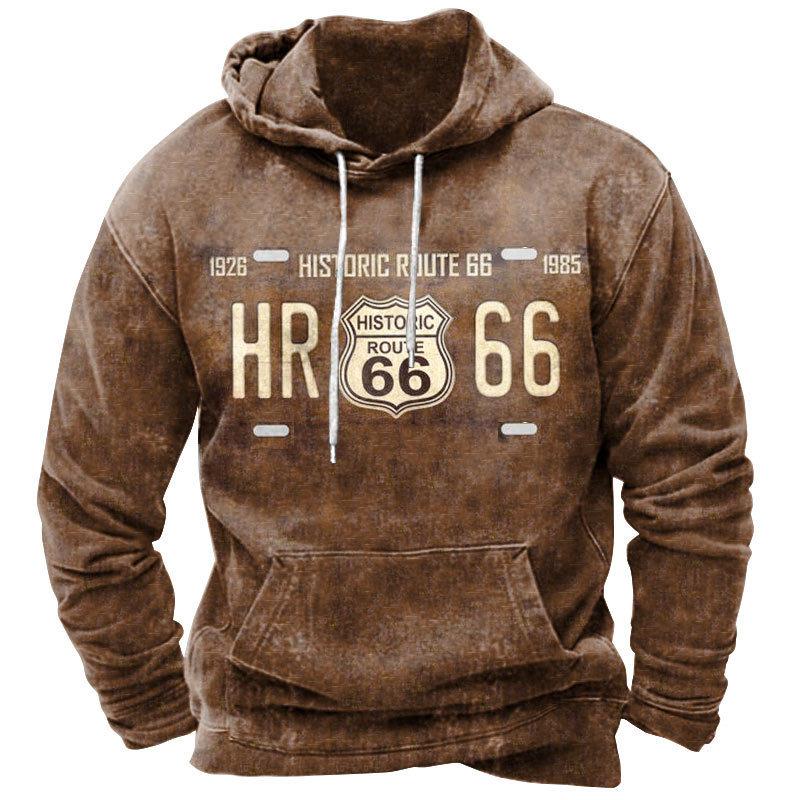 Vintage Hoodie Route 66 3d Moto Print Hoodies Fashion Hoodies Streetwear Casual Jacket Sweatshirts For Men Oversize Sweatshirt