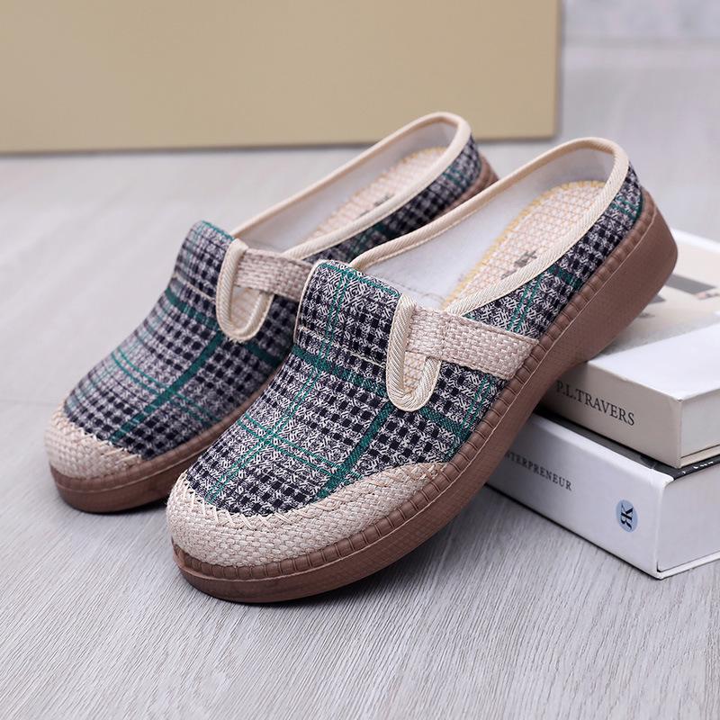 Women's Spring/Summer Soft Sole Breathable Slip-On Cloth Shoes - Fashionable Lightweight Casual Half Slippers