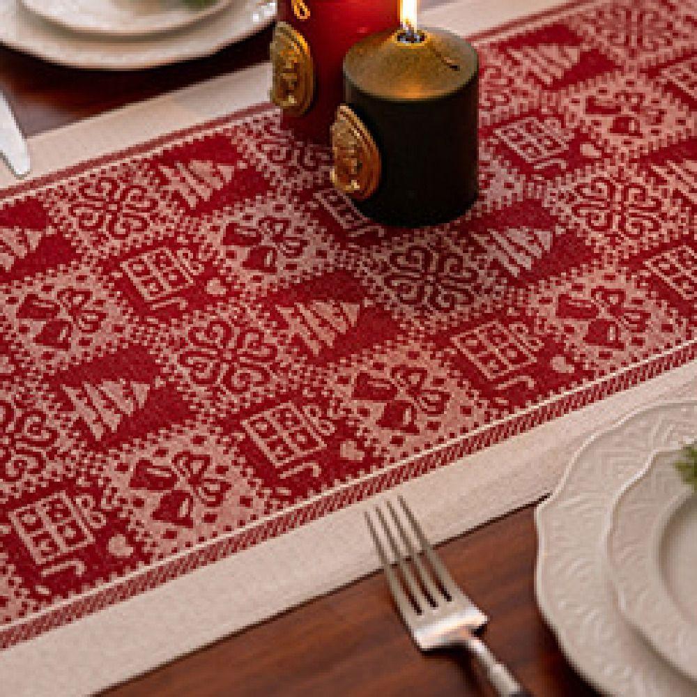 Rectangle Christmas Table Runner Thickened Red Elks Tablecloth Long with Tassels Xmas Desktop Decoration Festival Party Supplies