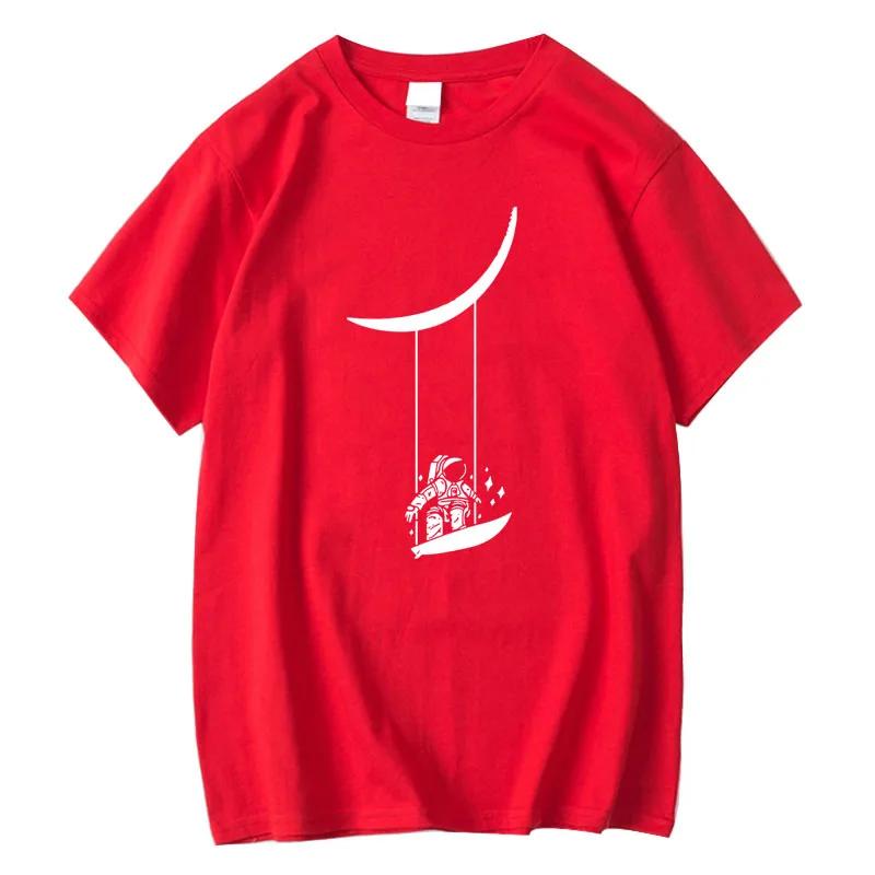 Men's T-shirt Cotton Short Sleeve Funny Astronaut Print Men T Shirt Casual Summer Loose Tee Shirts Mens O-neck Male T-shirt