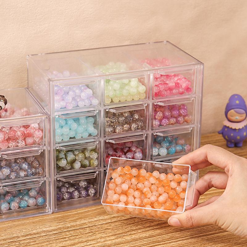 1pc drawer style multifunctional 6/9/12 grid stackable bead storage box transparent acrylic desktop jewelry display box