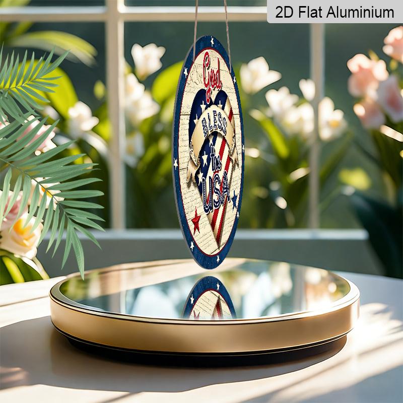 2D Flat, 1pc 30*30cm God Bless The USA Aluminum Decor, America 250th Anniversary Sign Door Hanger, Waterproof Aluminum Plaque, Ideal for Porch, Living