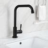 Stainless Steel Kitchen Faucet Convenient Universal Rotatable Spout Faucet Wall-mounted Black Single Cold Water Tap Bathroom