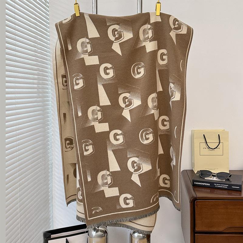 letter circulation diagram, simple style printing elements, women's imitation cashmere warm scarf, air conditioner shawl circumference