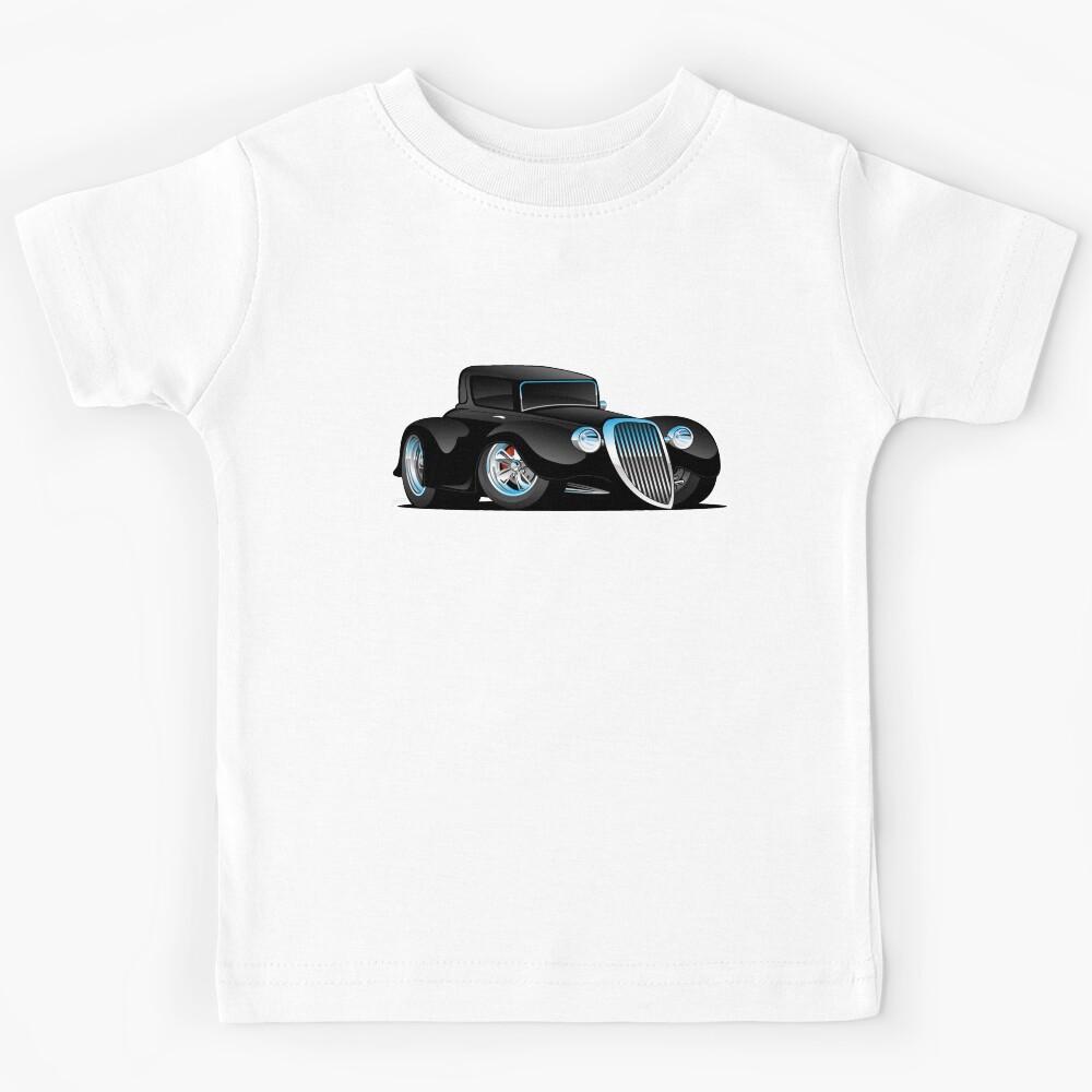 Black Hot Rod Classic Coupe Custom Car Cartoon Kids T-Shirt 120
