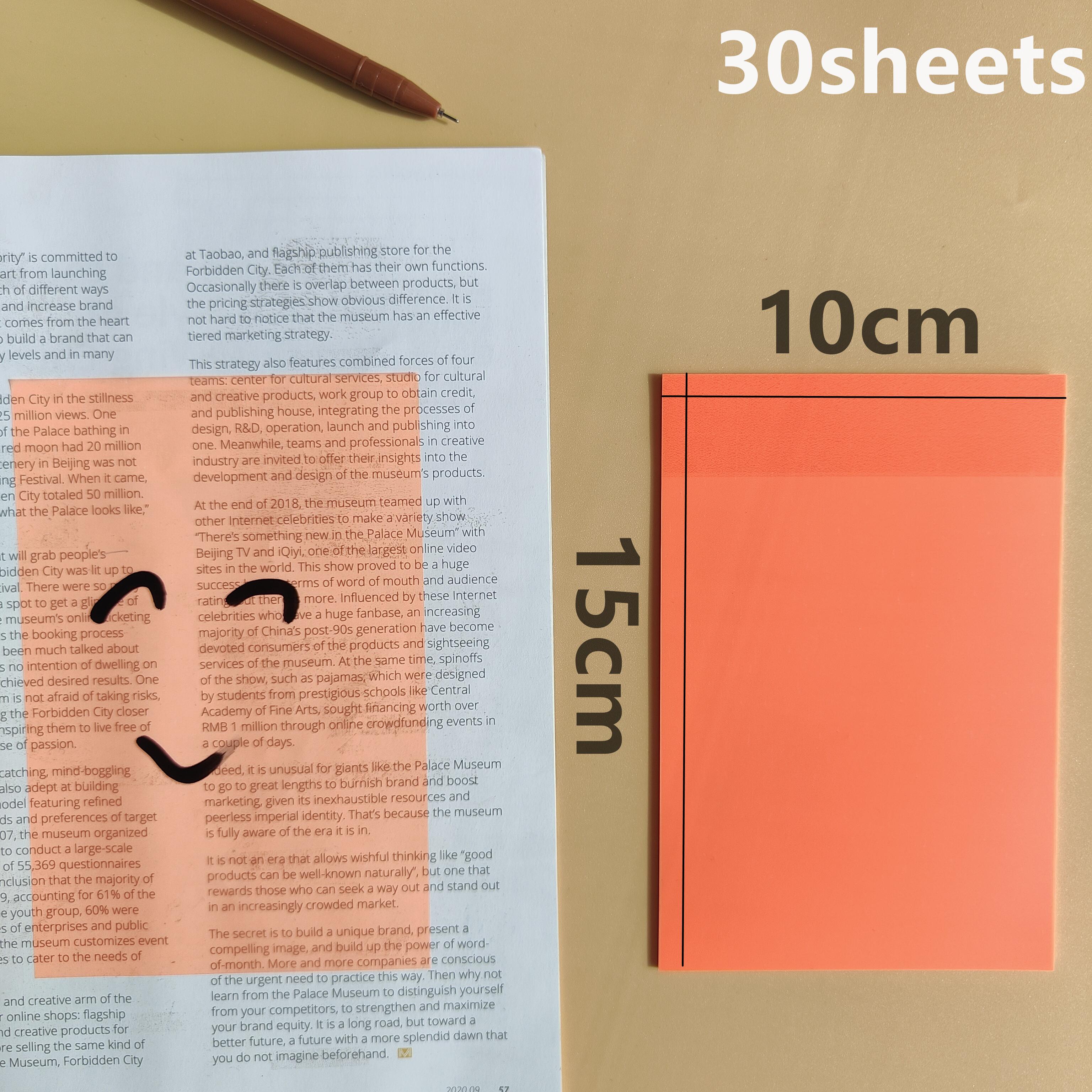

30 Sheets15*10CM Transparent Sticky Notes Tab Self-Adhesive Kawaii Clear Bookmarkers Annotation Books Page Marker Stationery