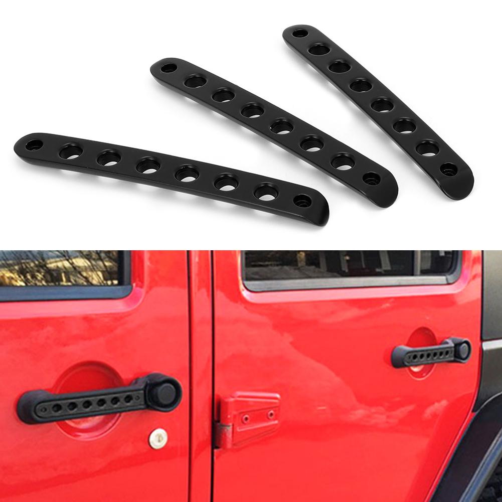 3Pcs Set Aluminum Alloy Car Door Handle Trim Insert Fit for Jeep Wrangler JK 2 Door 2007 2018