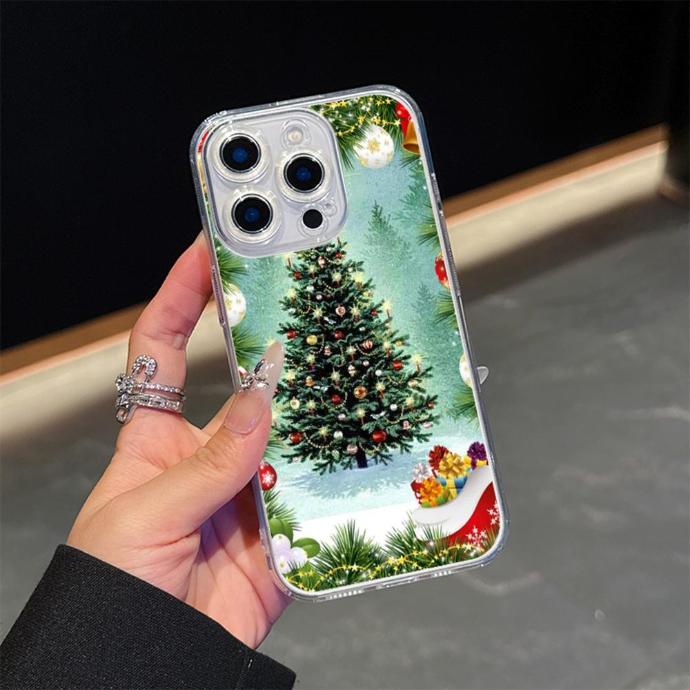 Ae121 Merry Christmas Santa Design Art Magsafe Transparent Cases for Samsung S23 S24 Ultra S21 FE iPhone16 Pro Max Magnetic Wireless Charge Back Cover