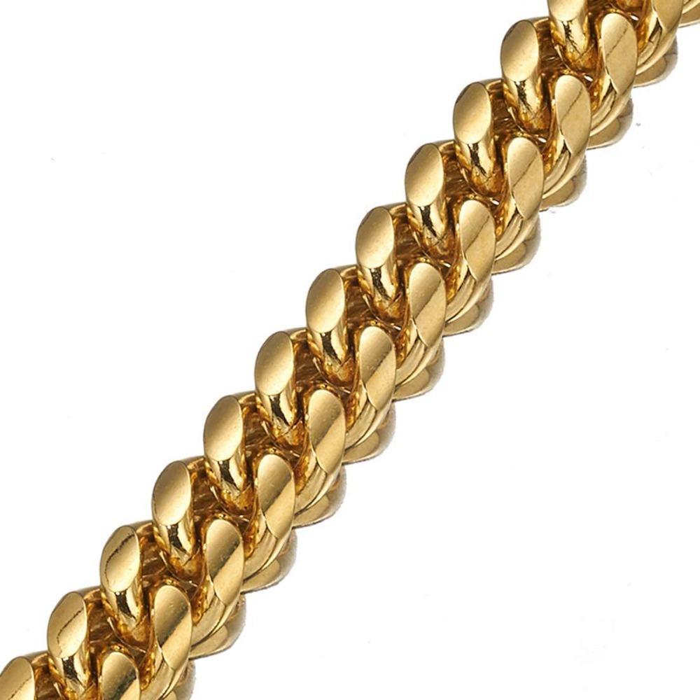 14Mm Metal Dog Chain Stainless Steel 18K Gold Cuban Chain Pet Dog Collar