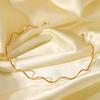 18K Gold Choker Necklace: Stainless Steel Wave Design, Non-Fading, Titanium Chain for Women.