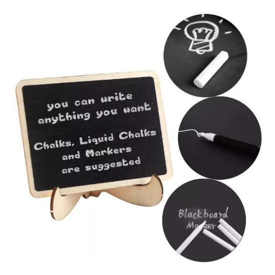 Mini Tablica Kredowa ze Stojakiem Wielokrotnego Użytku Mała Tablica Ozdoba Zmazywalna Drewniana Tablica na Wiadomości Znak Dekoracja na Biurko