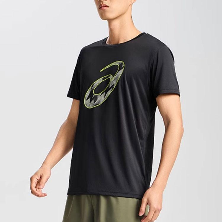 Asics Logo Crew Neck Pullover Comfortable Sweat-Absorbent Breathable Casual Sports Short Sleeve T-Shirt Men Tops Black 2011D076-001