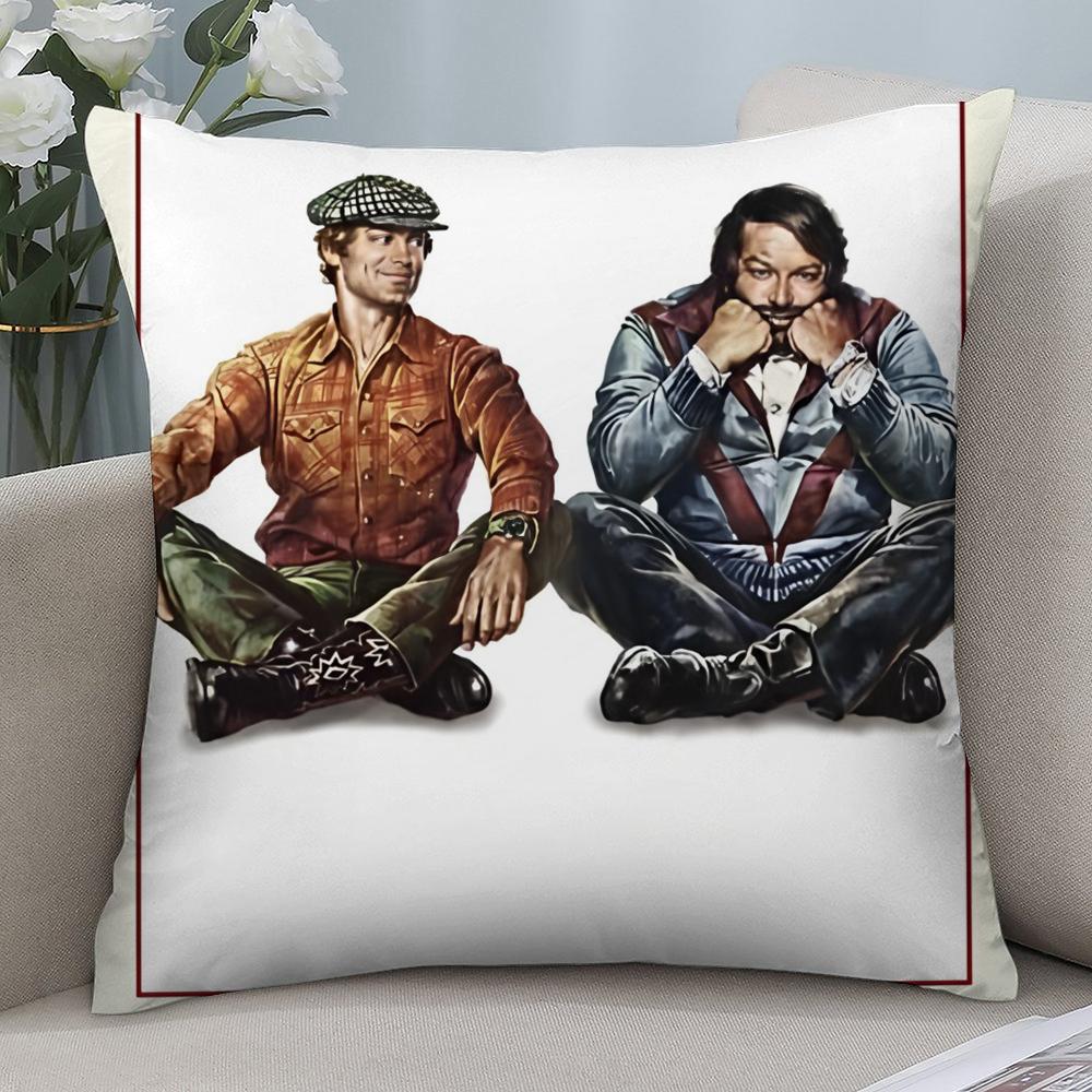 Federa Cuscino T-Terence Hill E Bud S-Spencer Copricuscini Corti in Peluche Decorativi per Divano Casa Stampa Double-Sided Copricuscino