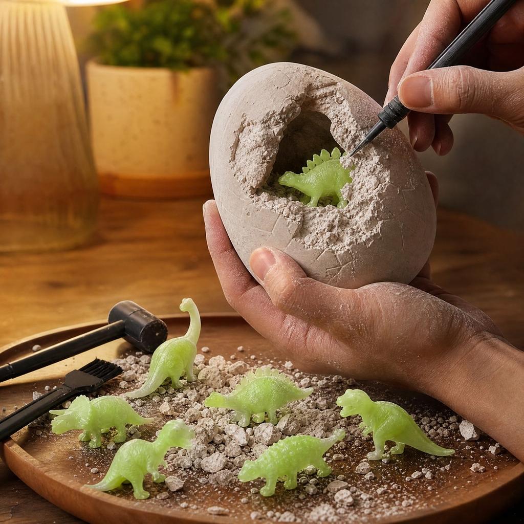 Dinosaur Egg Kit with Skeleton - 12 in the Dark or Large Dinosaur Eggs Archaeological Toy Random