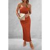 Women's Spring Summer Long Dress Sexy Party Side Slit Strapless Tight Pit Stripe Cocktail & Evening Dresses